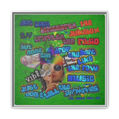 drop the beat - framed canvas art (green turf)