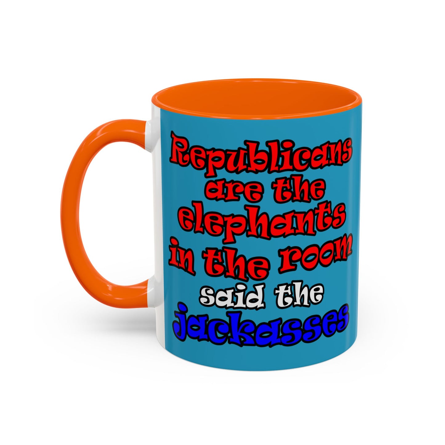 donkeys and elephants - Accent Mug (turquoise)