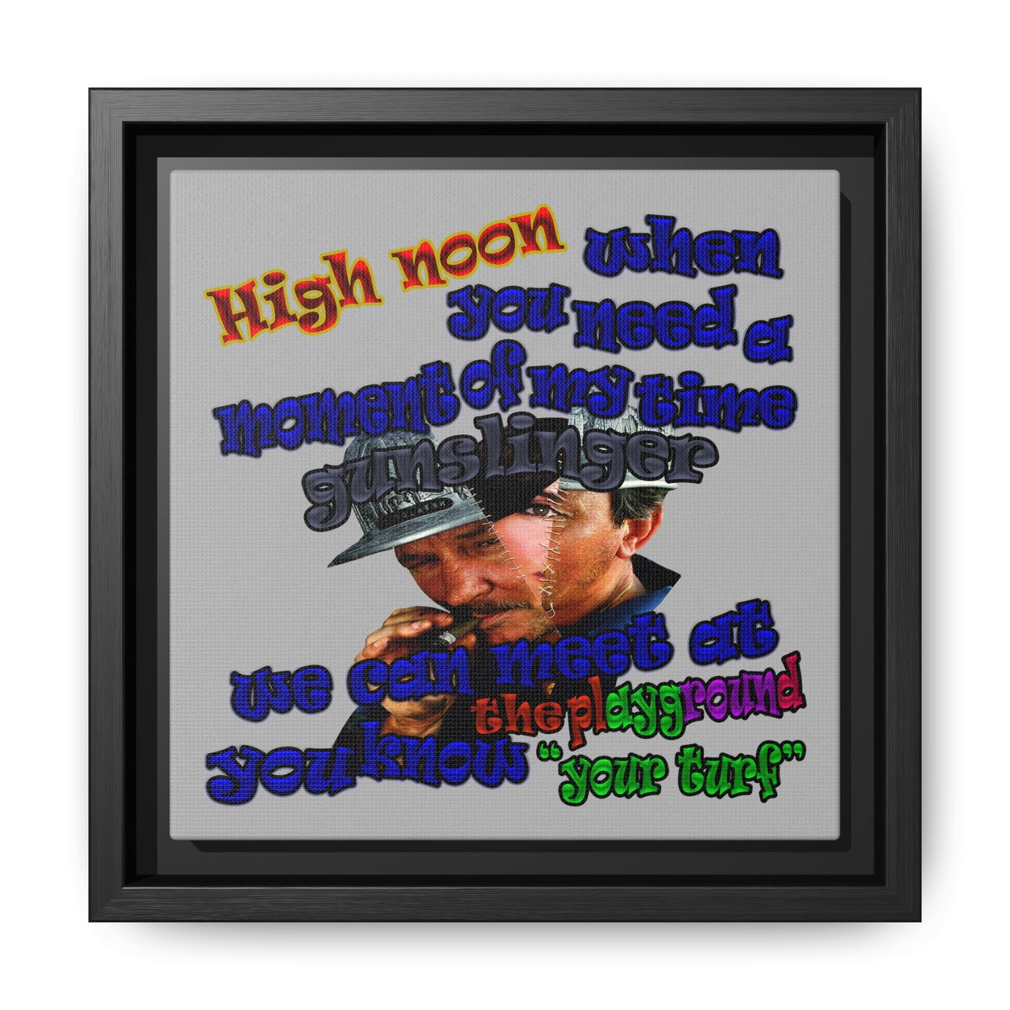 high noon - framed canvas art (light grey)