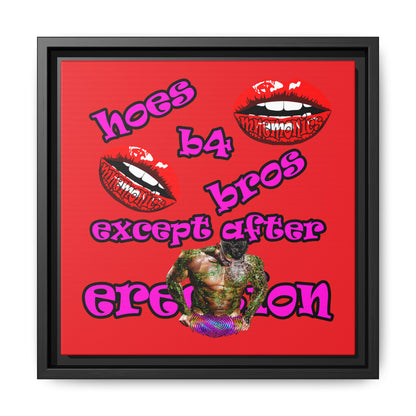 hoes b4 bros - framed canvas art (red)