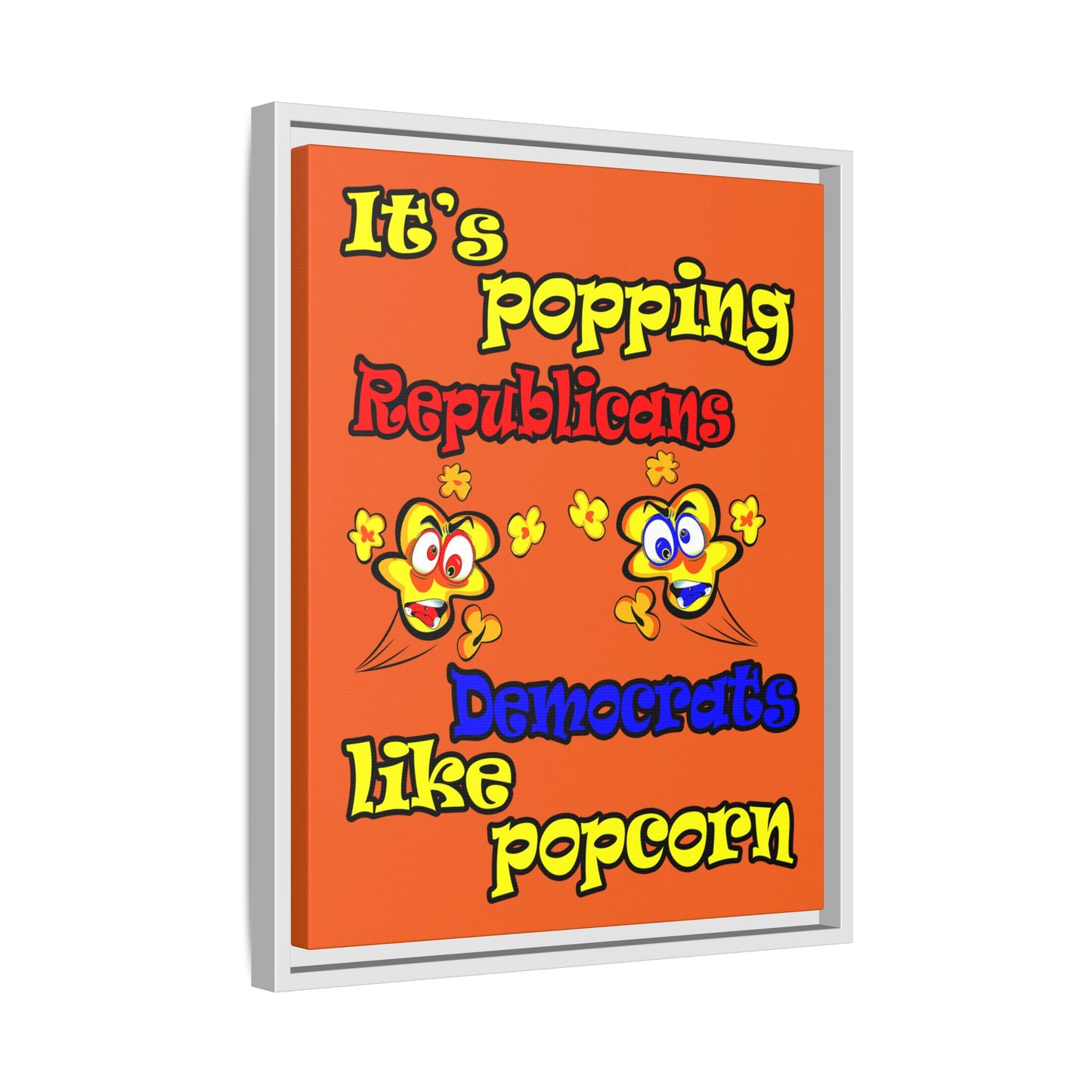popping like popcorn - framed canvas art (orange)