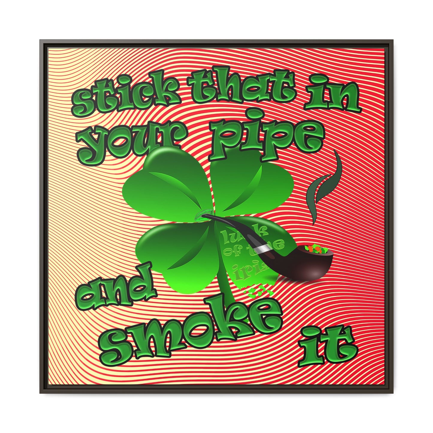 stick that in your pipe and smoke it - framed canvas art (yellow-orange wave)