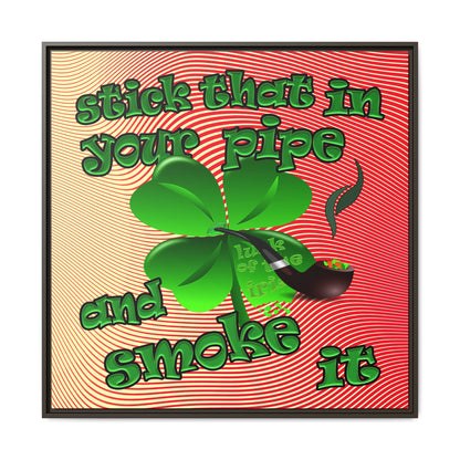 stick that in your pipe and smoke it - framed canvas art (yellow-orange wave)
