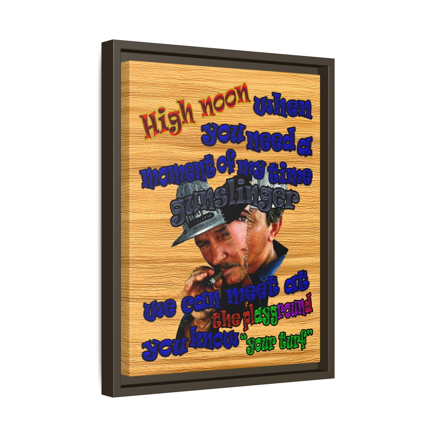 high noon - framed canvas art (butterscotch wood finish)