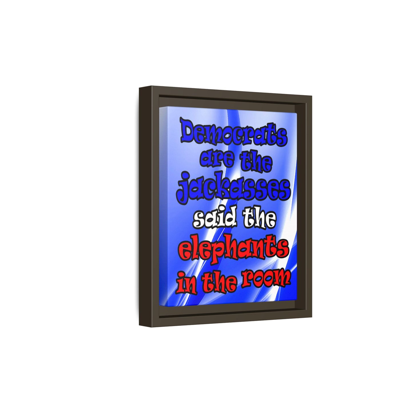 donkeys and elephants - framed canvas art (blue-white wave)