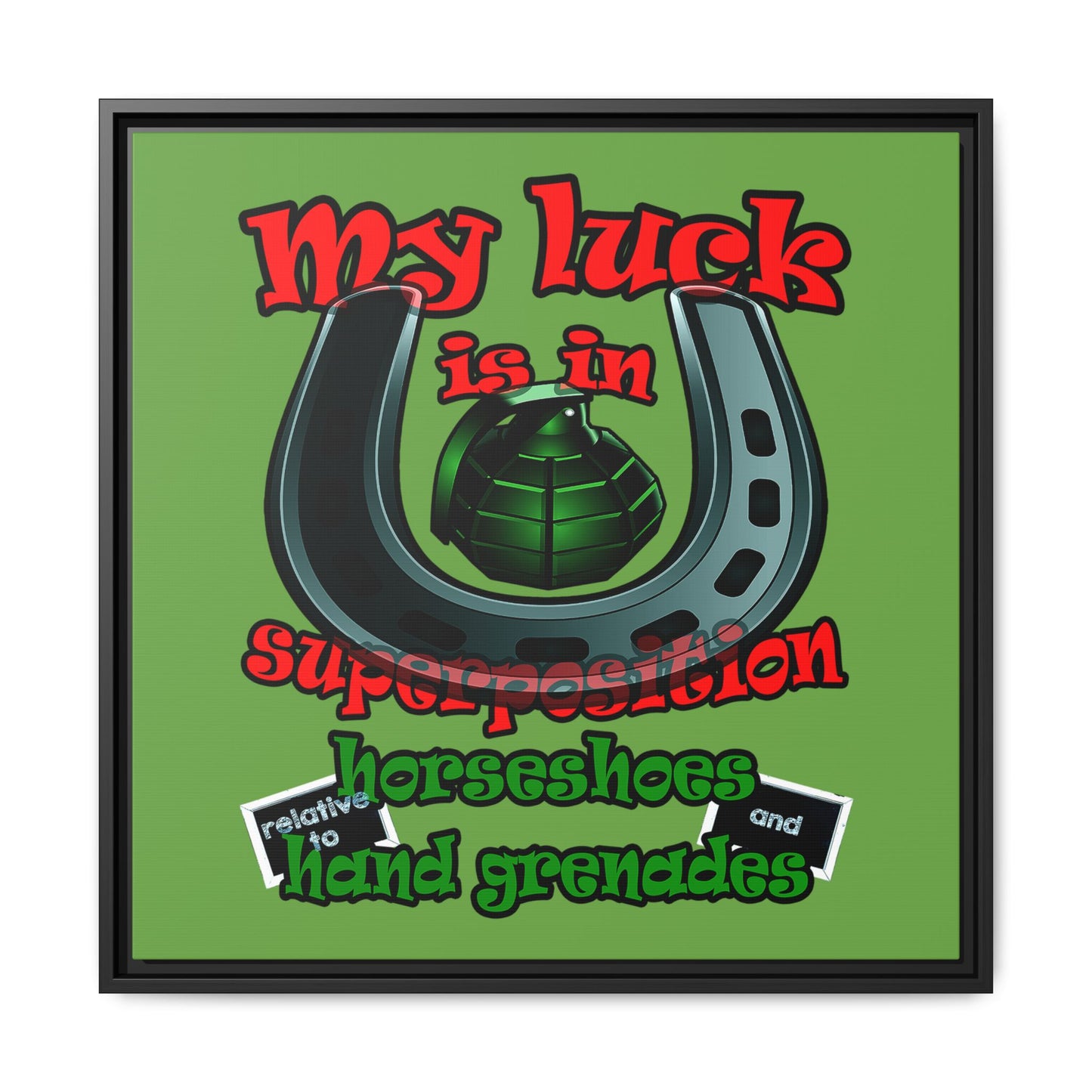my luck - framed canvas art (green)