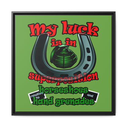 my luck - framed canvas art (green)