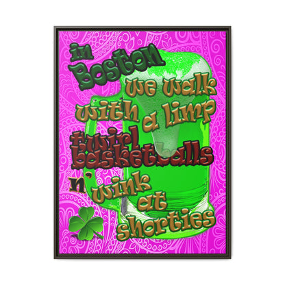 celtics logo - framed canvas art (pink swirl)