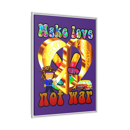 love peace - framed canvas art (purple)