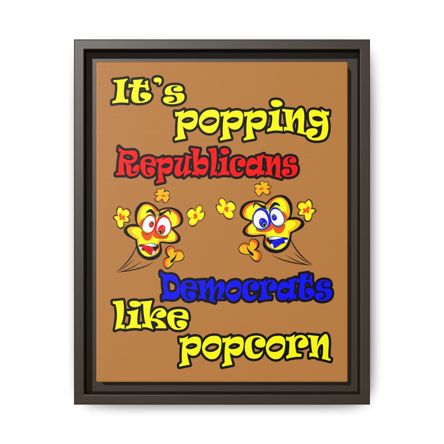 popping like popcorn - framed canvas art (light brown)