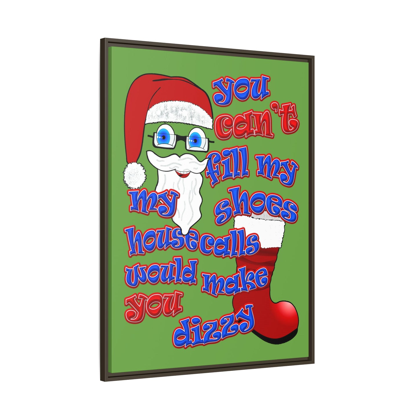 santa's shoes - framed canvas art (green)