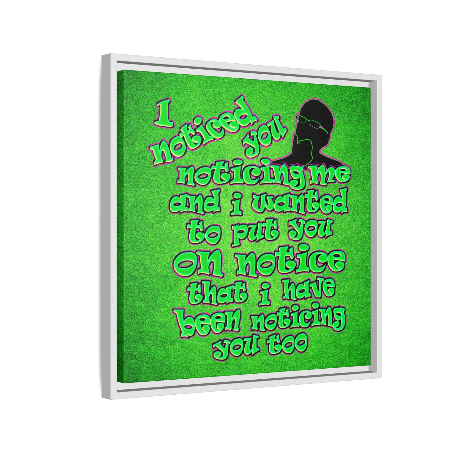 noticed you noticing - framed canvas art (green turf)
