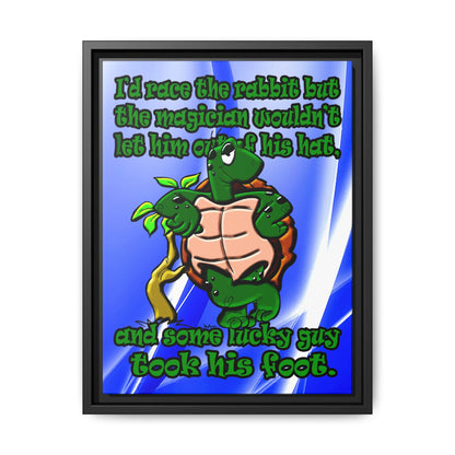 turtle race - framed canvas art (blue-white wave)