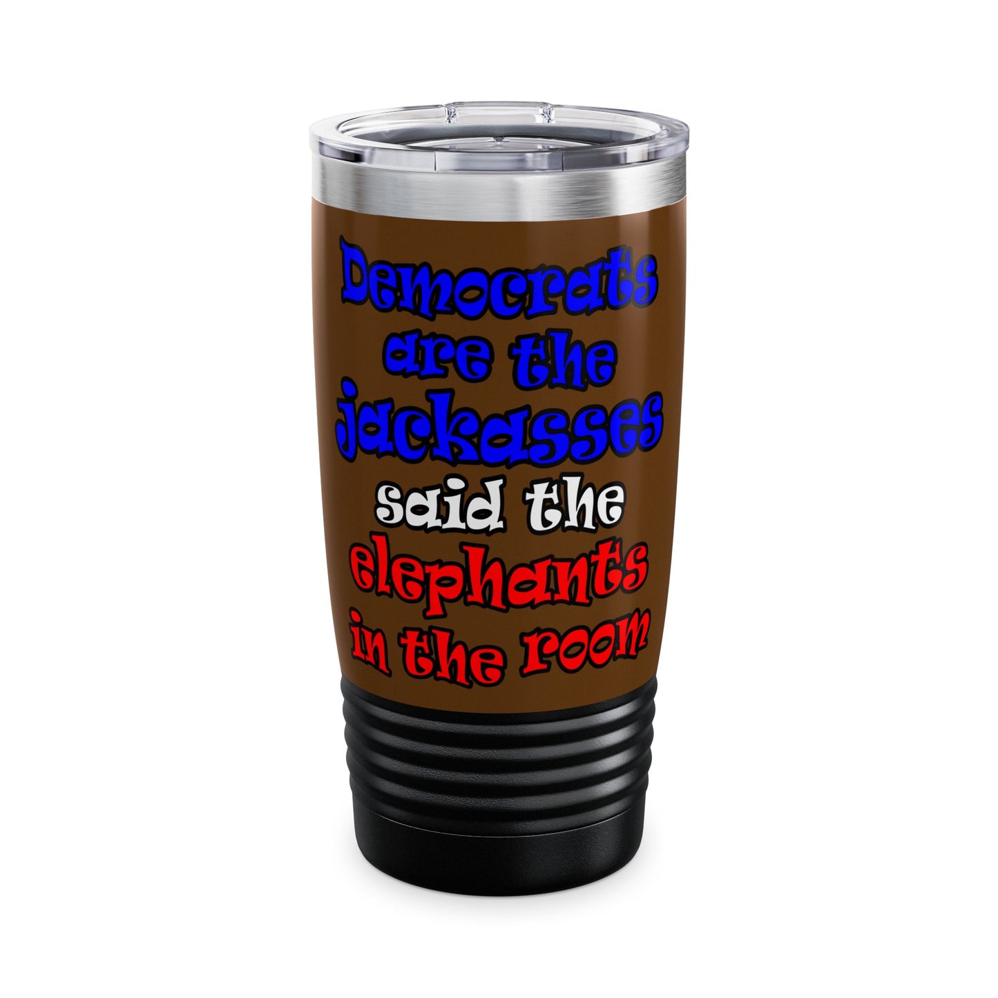 donkeys and elephants - Ringneck Tumbler, 20oz (brown)
