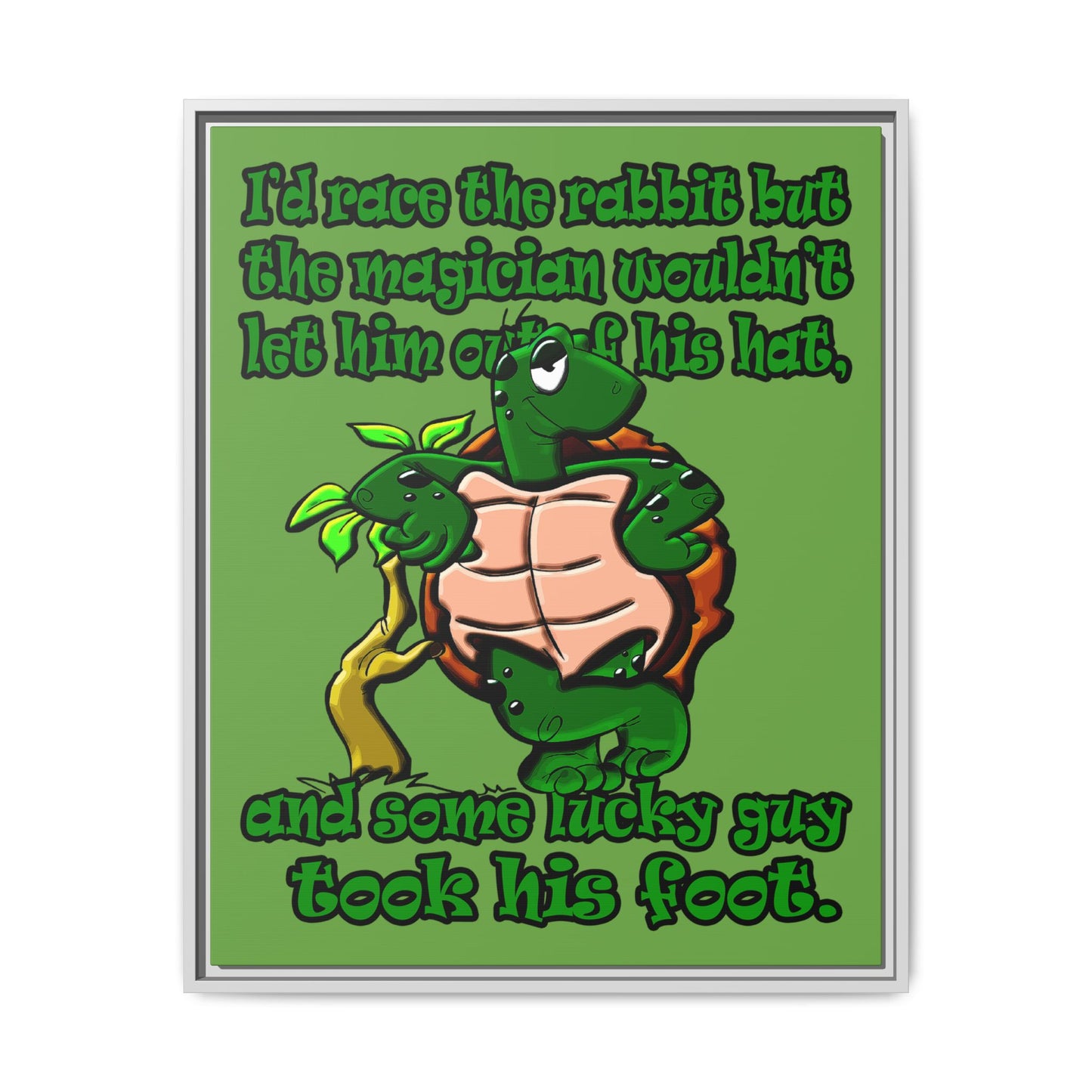 turtle race - framed canvas art (green)