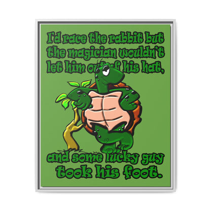 turtle race - framed canvas art (green)