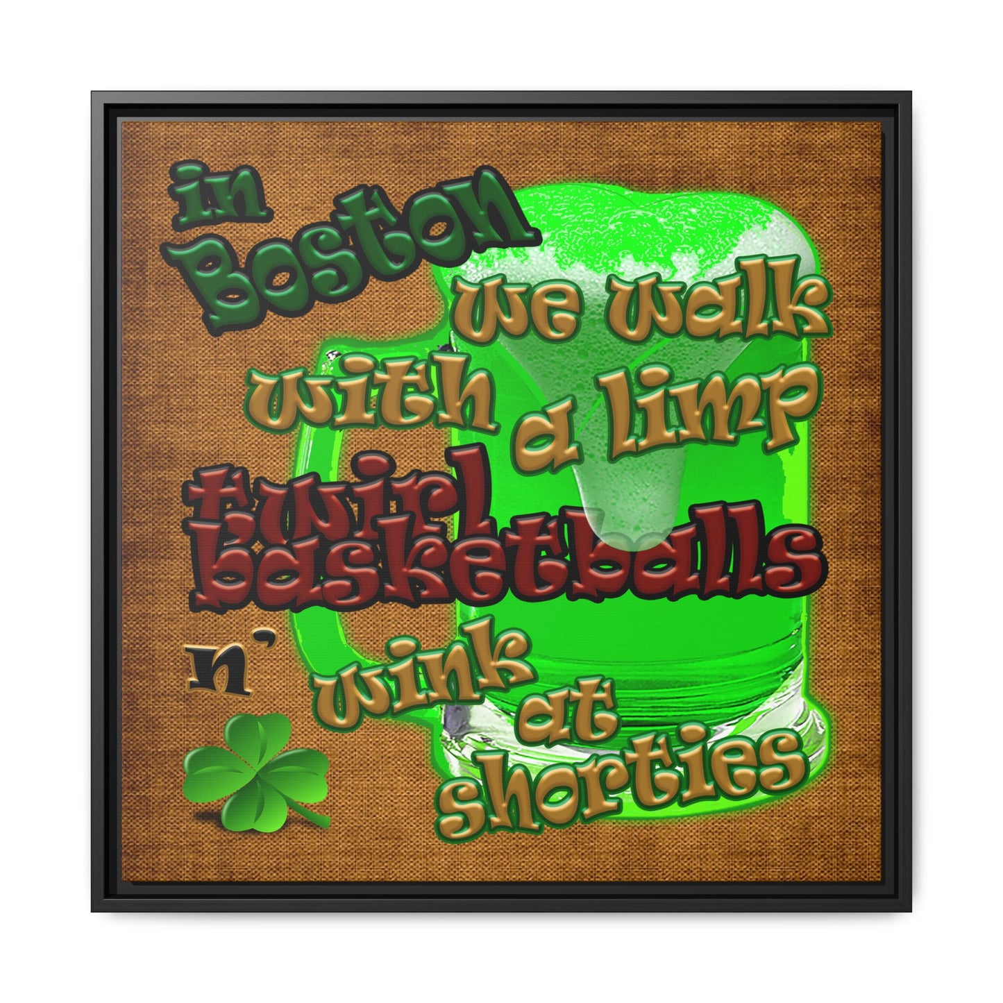 celtics logo - framed canvas art (brown papyrus)