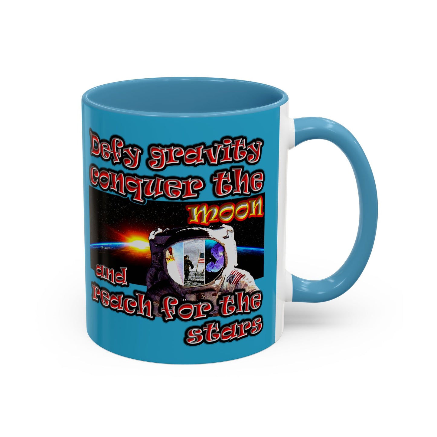 defy conquer reach - Accent Mug (turquoise)