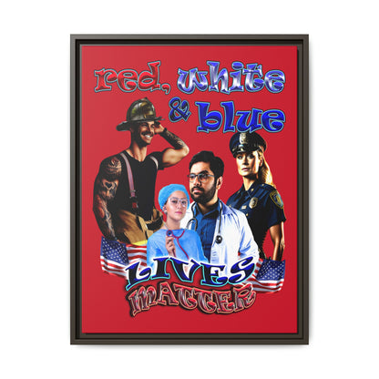 rw&b lives matter - framed canvas art (dark red)