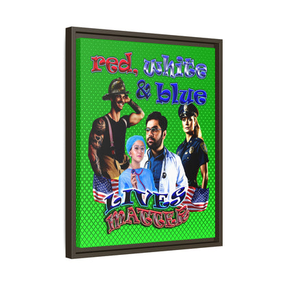 rw&b lives matter - framed canvas art (logo green)
