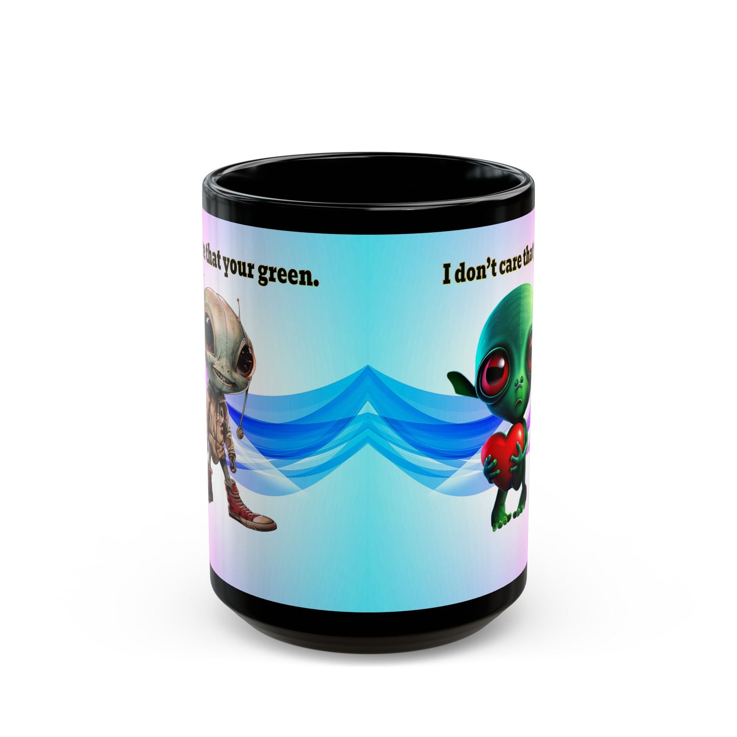 I don't care that your grey - Black Mug (light blue-pink wave)