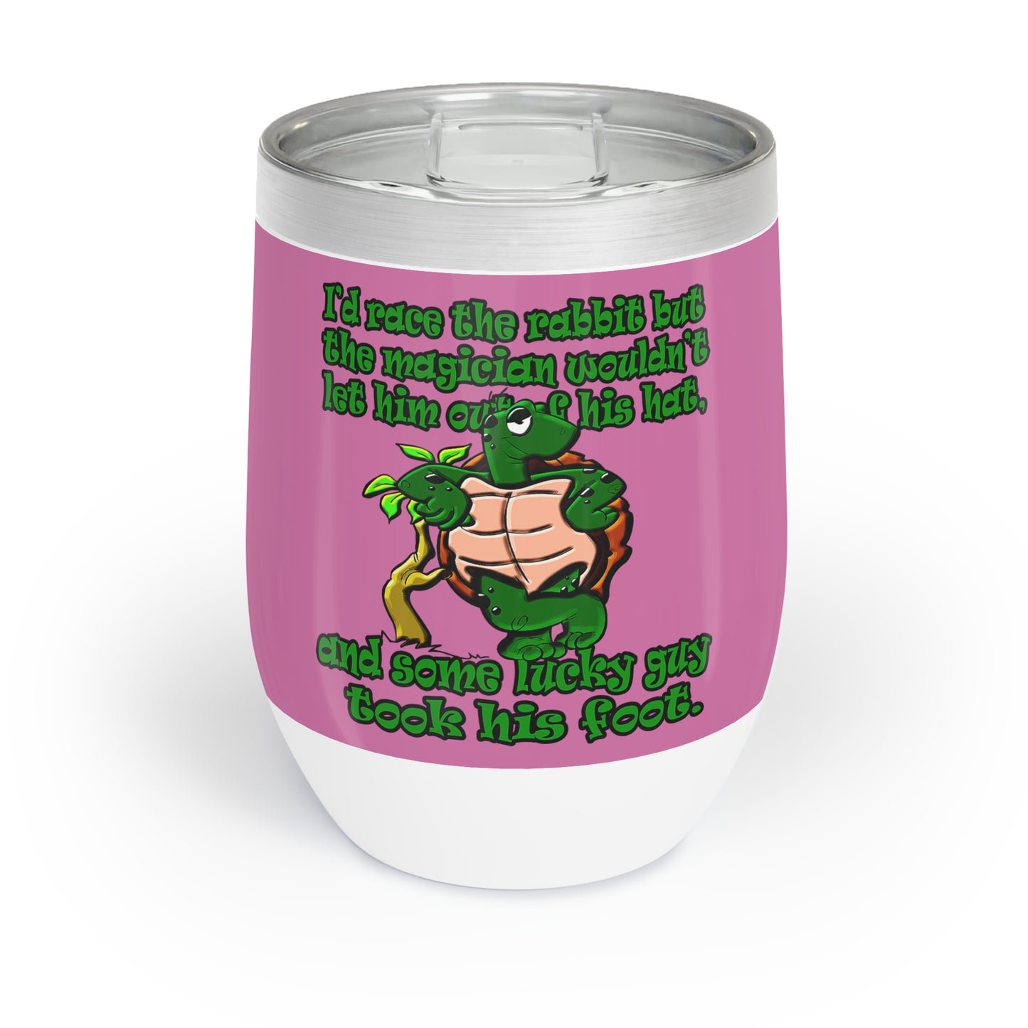 turtle race - Chill Wine Tumbler (light pink)