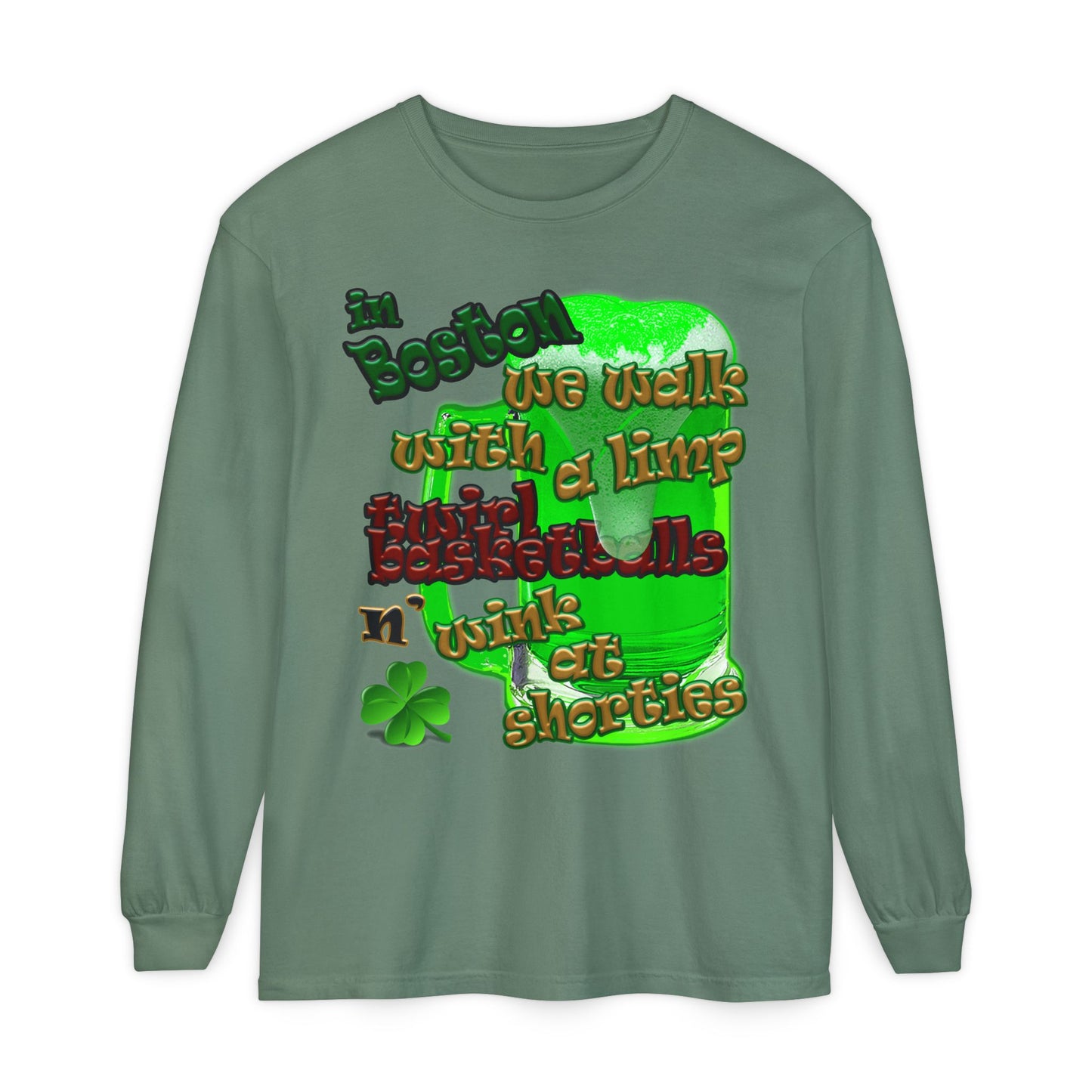 celtics logo - Unisex Garment-dyed Long Sleeve T-Shirt