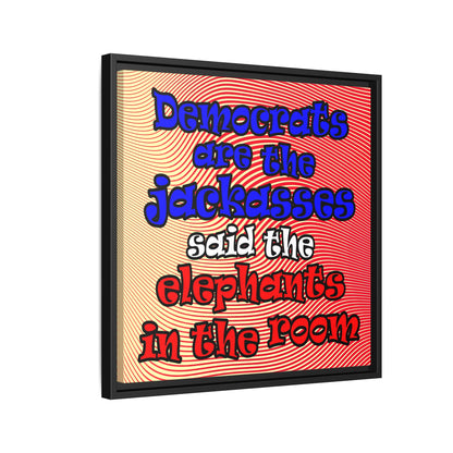 donkeys and elephants - framed canvas art (yellow-orange wave)