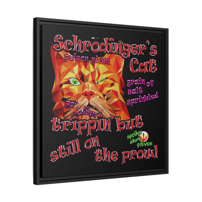 schrodinger's cat - framed canvas art (black)