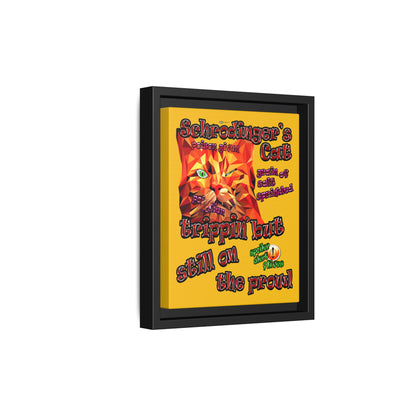schrodinger's cat - framed canvas art (yellow)