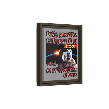 defy conquer reach - framed canvas art (grey)