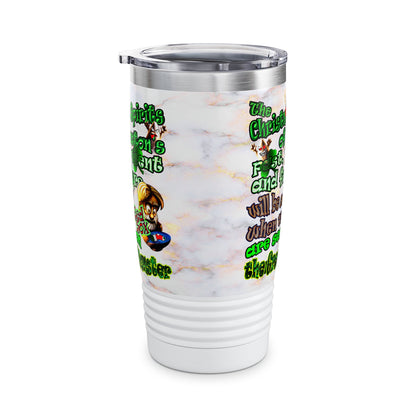 christmas spirits of boston - Ringneck Tumbler, 20oz (white marble)