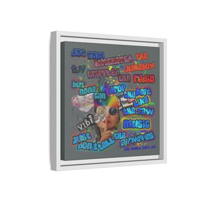 drop the beat - framed canvas art (dark grey)