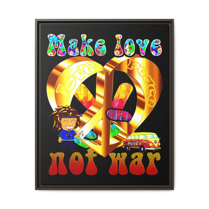 love peace - framed canvas art (black)