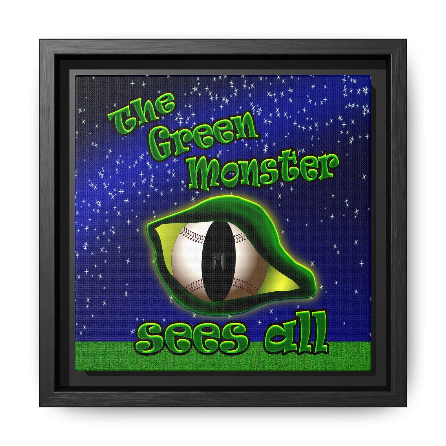 green monster - framed canvas art ('snoops' background)