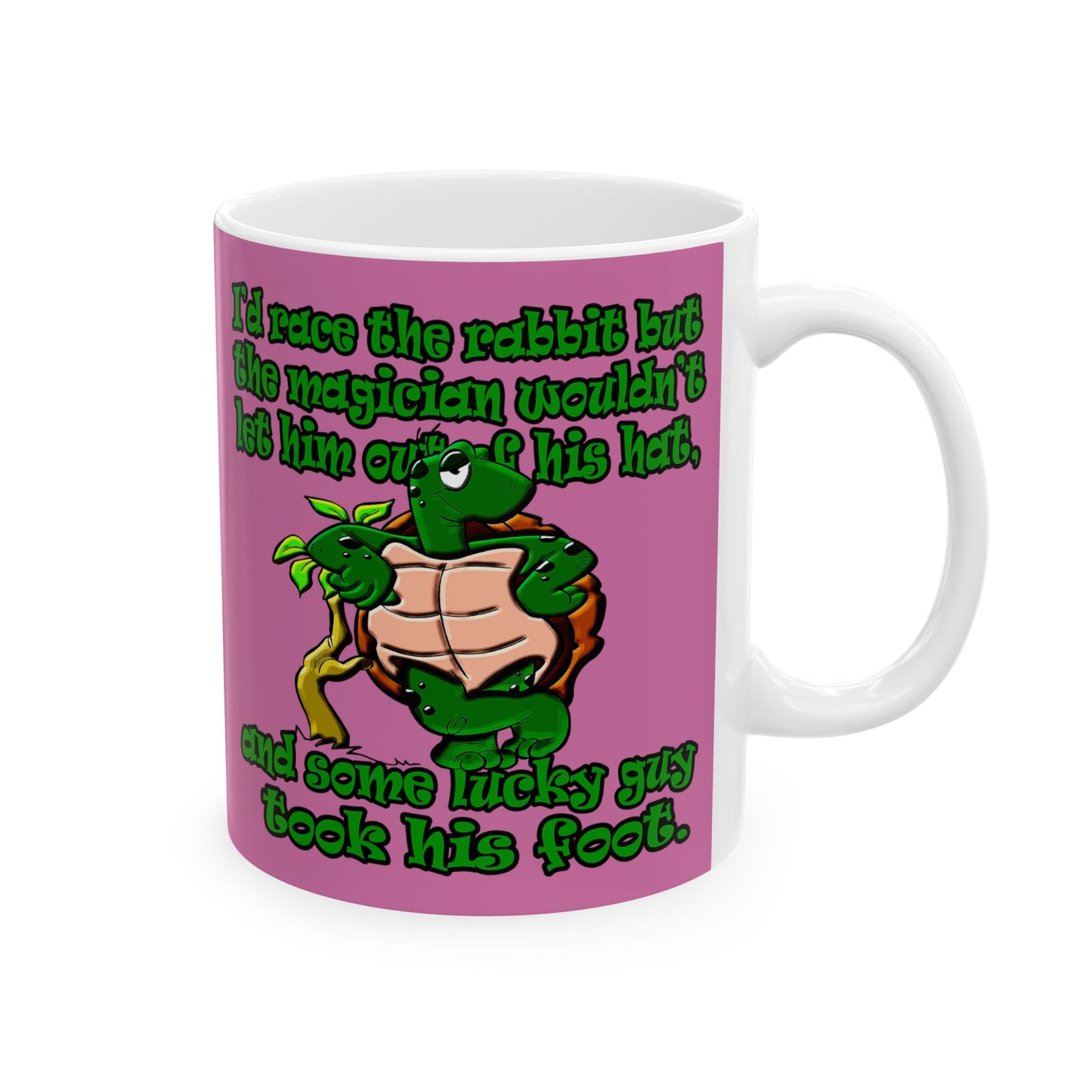 turtle race - White Mug (light pink)