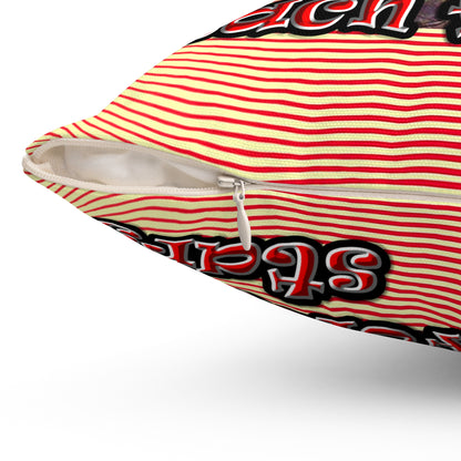 defy conquer reach - Spun Polyester Square Pillow - (yellow-orange wave)