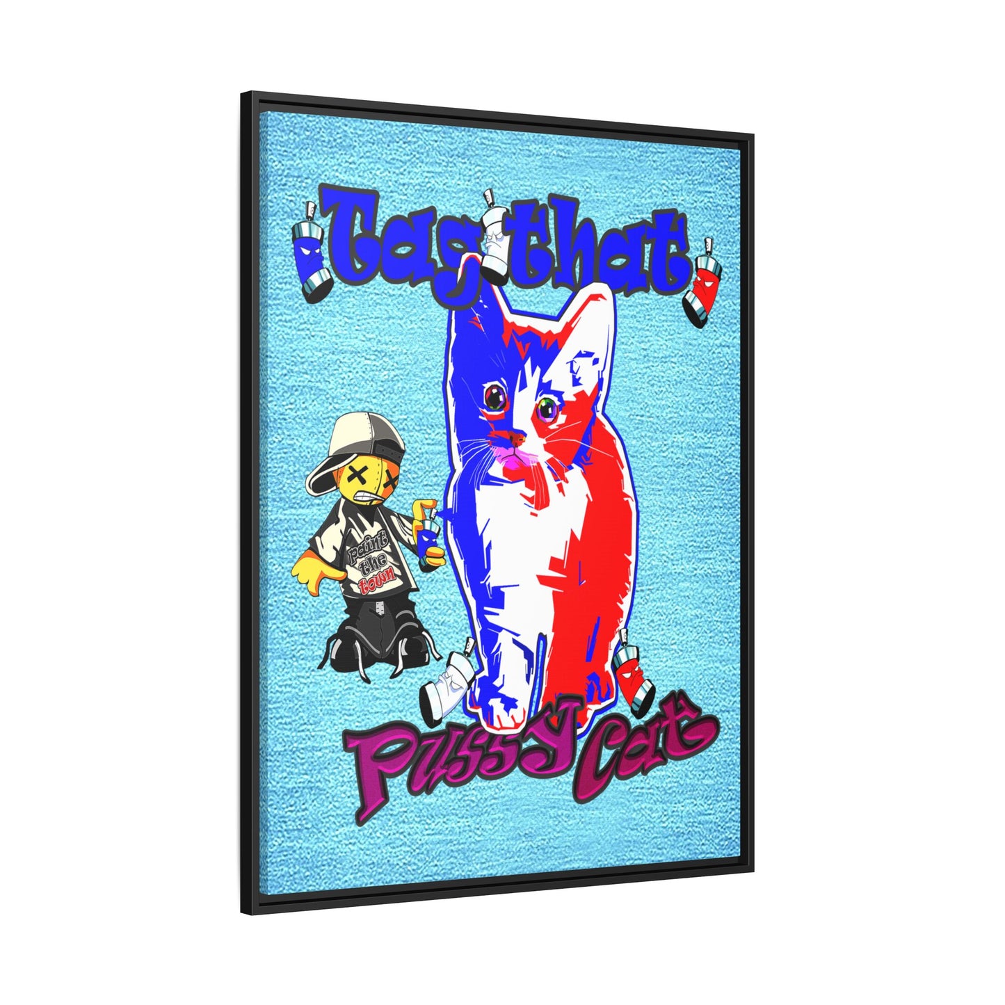 tag that - framed canvas art (faded blue)
