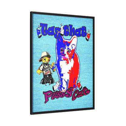 tag that - framed canvas art (faded blue)