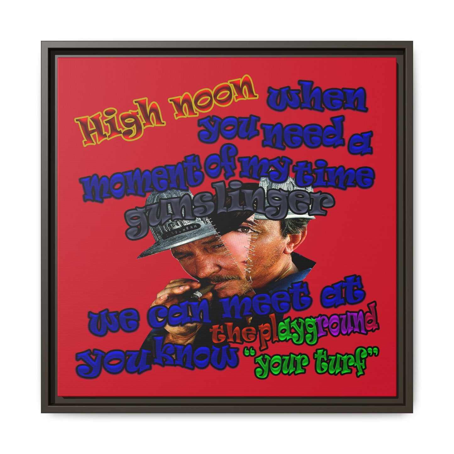 high noon - framed canvas art (dark red)