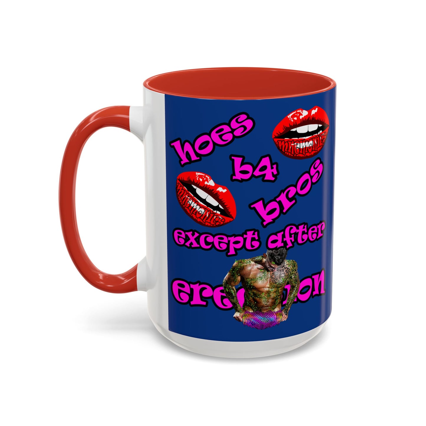 hoes b4 bros - Accent Mug (dark blue)