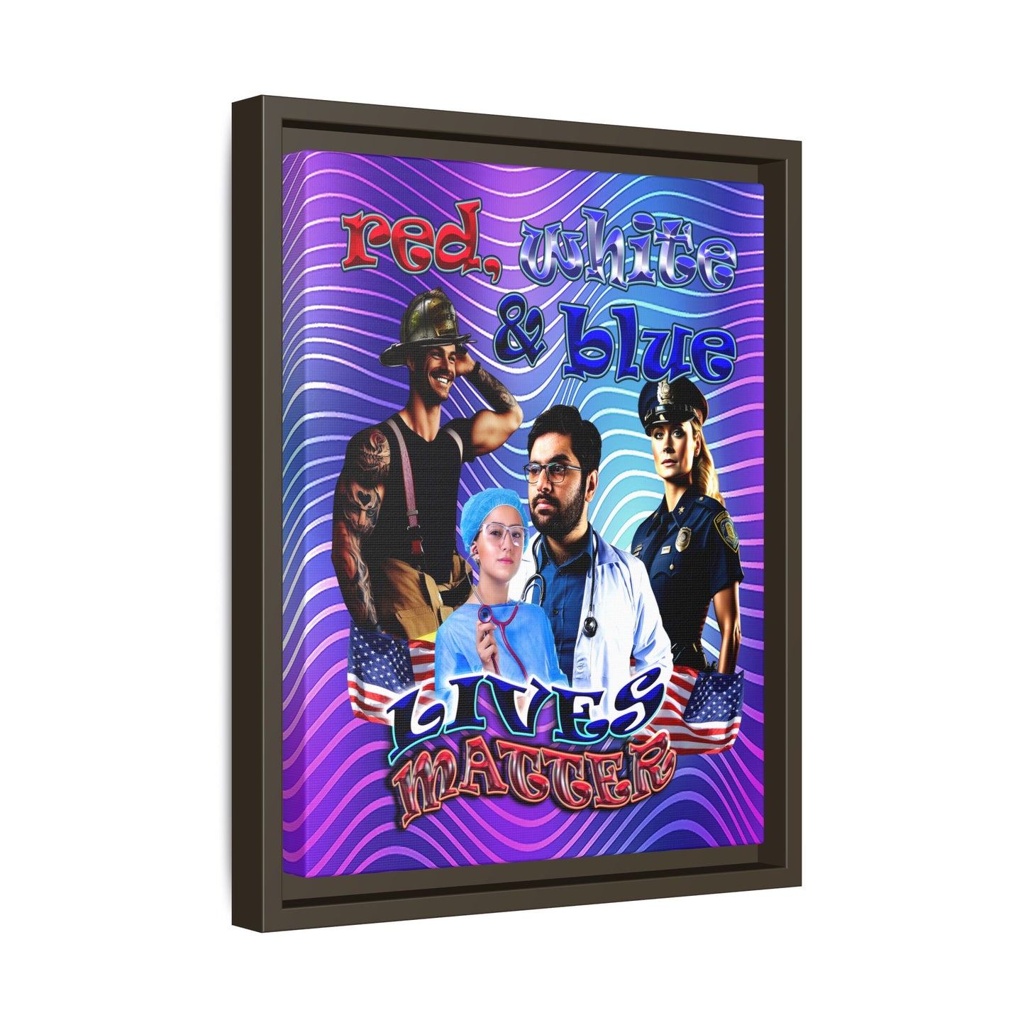 rw&b lives matter - framed canvas art (purple wave)