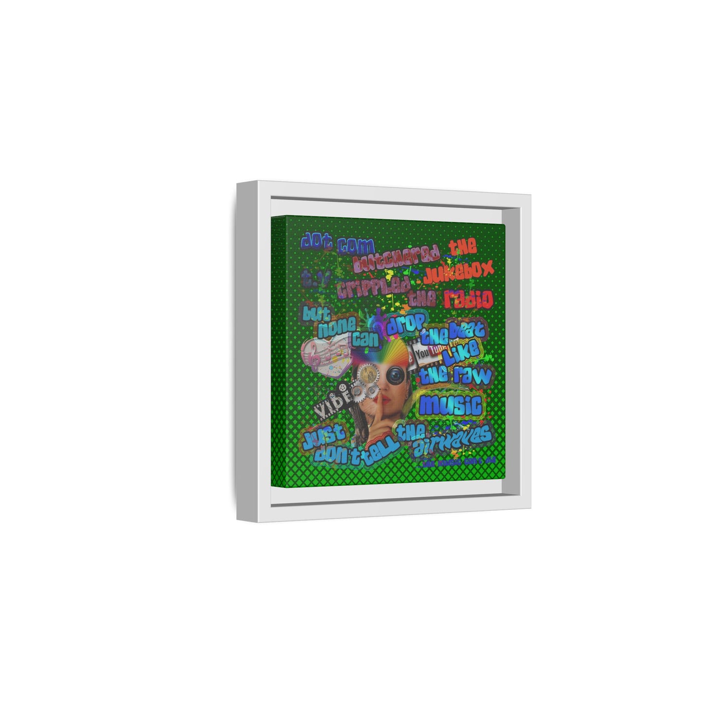 drop the beat - framed canvas art (logo green)