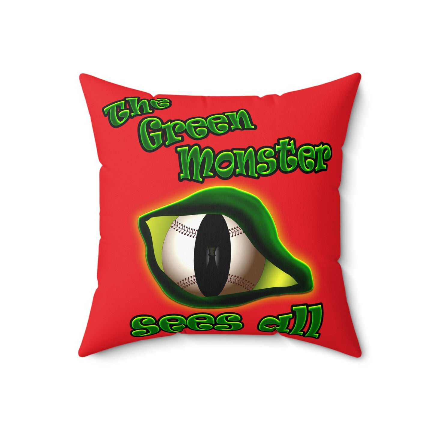 green monster - Spun Polyester Square Pillow - (red)