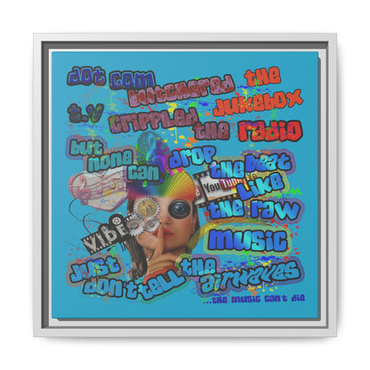 drop the beat - framed canvas art (turquoise)