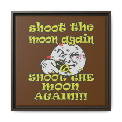 shoot the moon again - framed canvas art (brown)