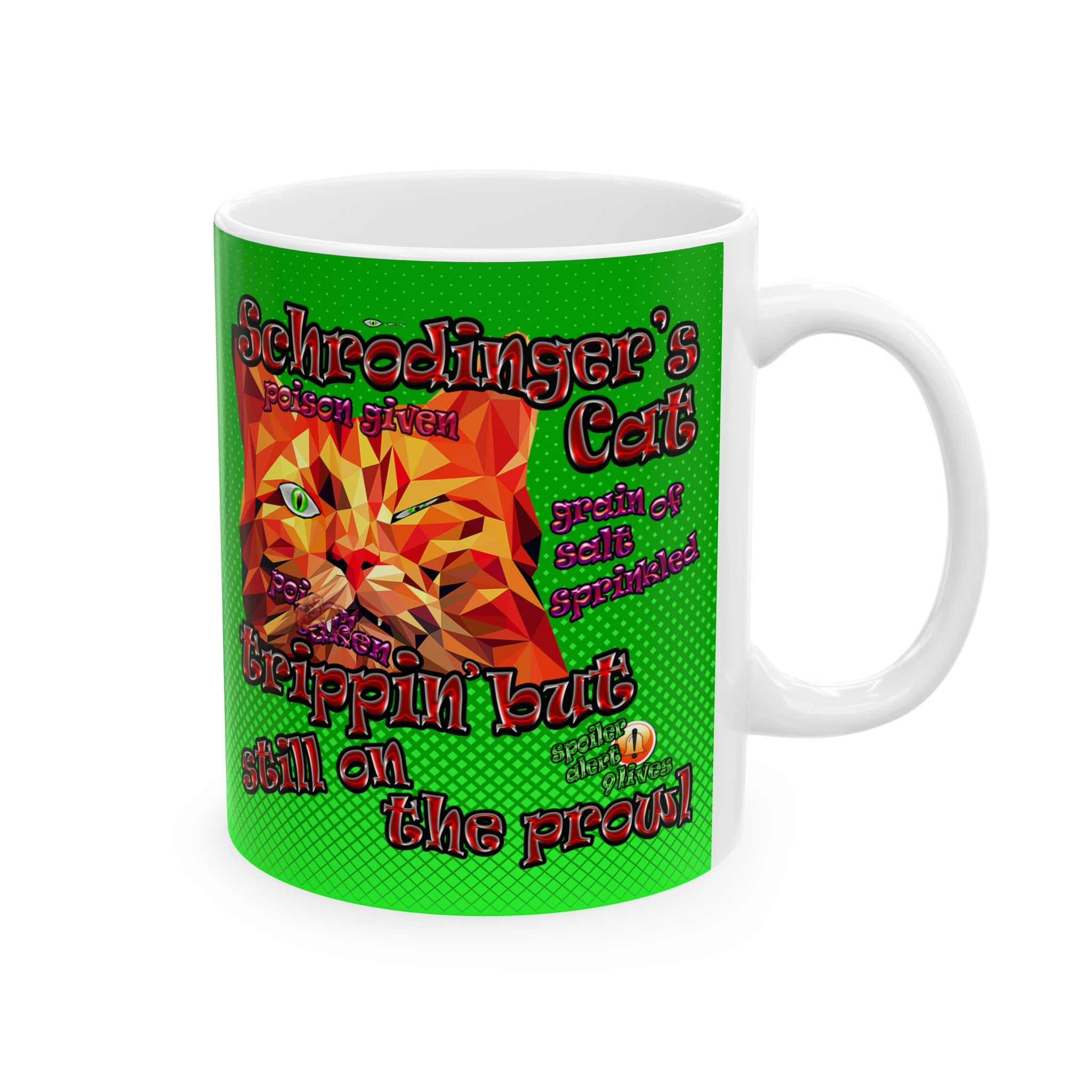 schrodinger's cat - White Mug (logo green)