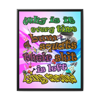 the bum's shit - framed canvas art (light blue-pink wave)