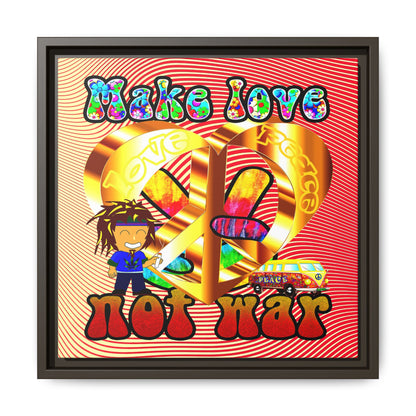 love peace - framed canvas art (yellow-orange wave)