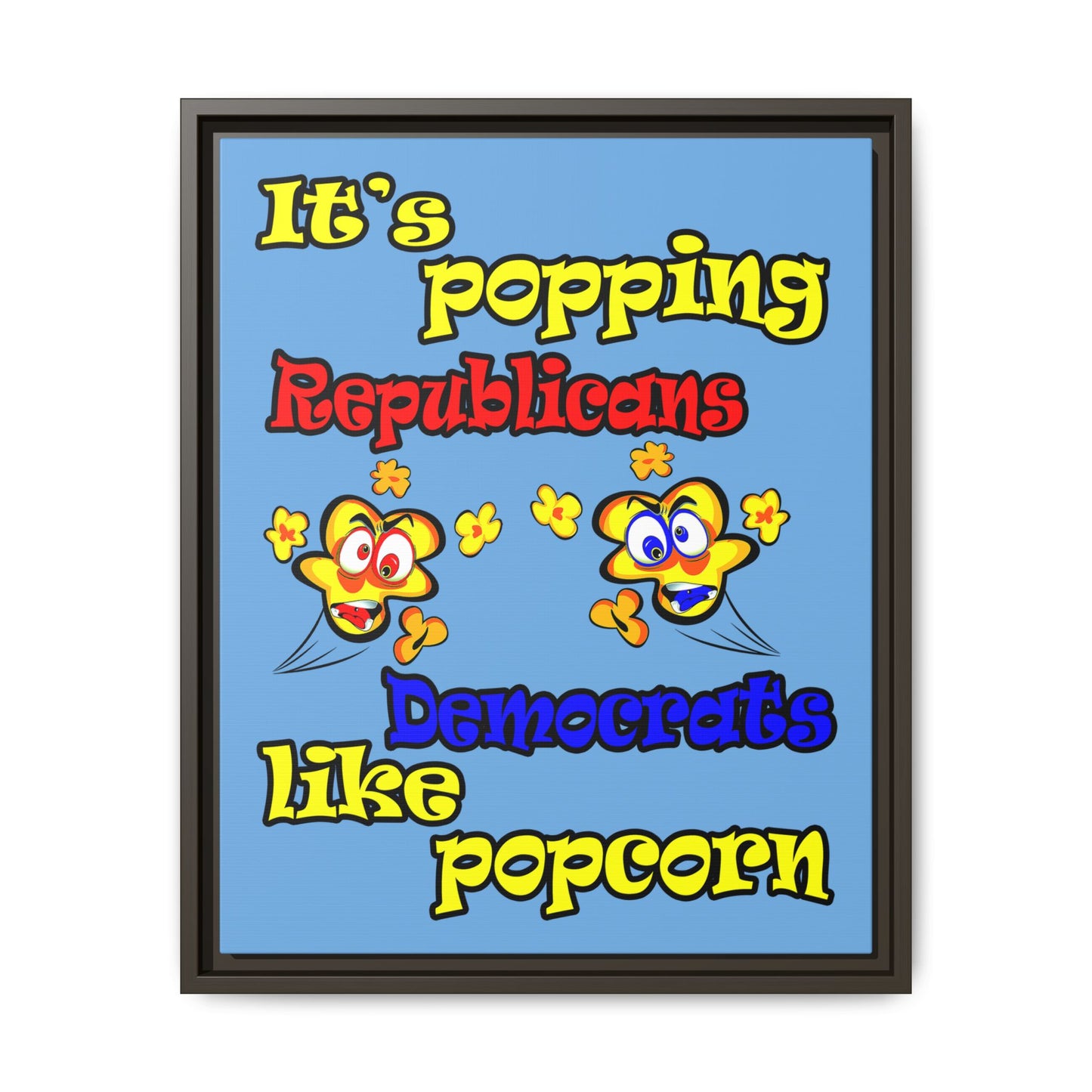 popping like popcorn - framed canvas art (light blue)